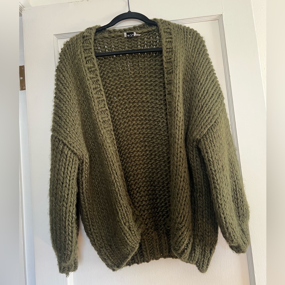 Princess Polly Green Cardigan Sweater with Chunky Knit